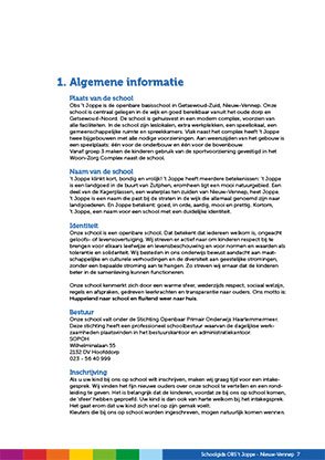 Binnenzijde schoolgids OBS 't Joppe